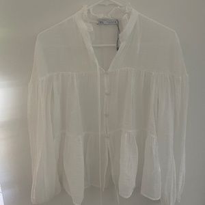 Zara white cotton blouse